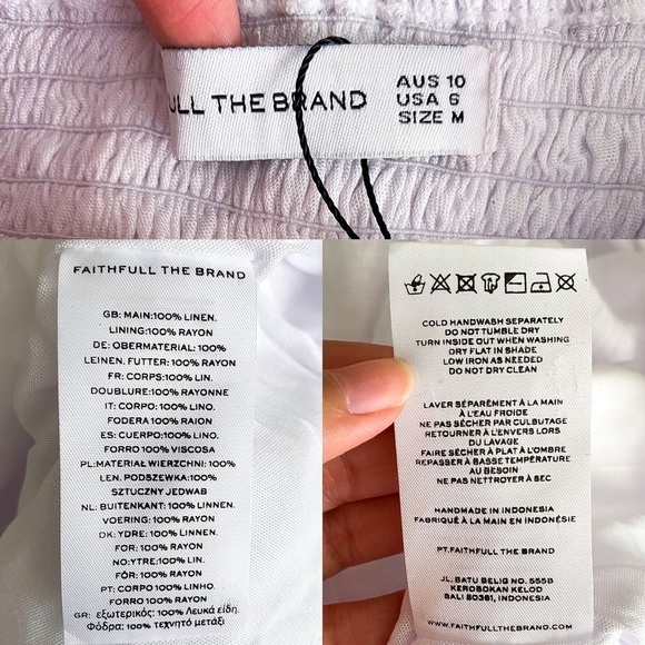 Faithfull the Brand Tayari Midi Dress White Linen Cutout Medium NWT - Picture 6 of 7